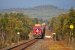 Dropping down into the bowl, and now a flat shot to Sudbury, we catch CP, Canadian Pacific 8861, leading an eastbound at mp97 on the Cartier sub at  Dowling, Ontario, September 13, 2012.  